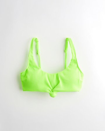 Girls Ribbed Knot-Front Scoop Bikini Top | Girls New Arrivals | HollisterCo.com green