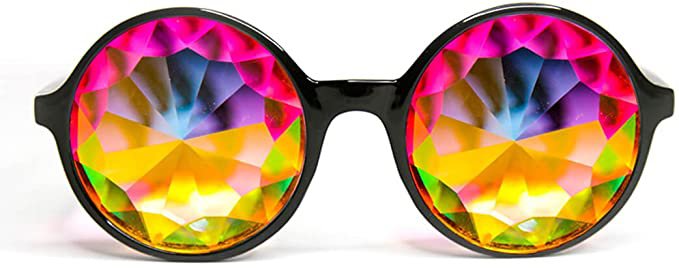 Amazon.com: Xtra Lite Black Kaleidoscope Glasses Lightweight Glass Crystal EDM Festival Diffraction : Clothing, Shoes & Jewelry