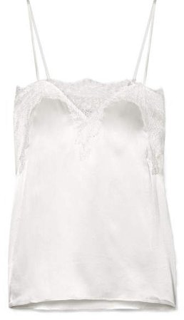 The Sweetheart Lace-trimmed Silk-charmeuse Camisole - White