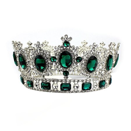 Pixnor Rhinestones Bridal Headpiece Wedding Tiara Crown, women (Green)