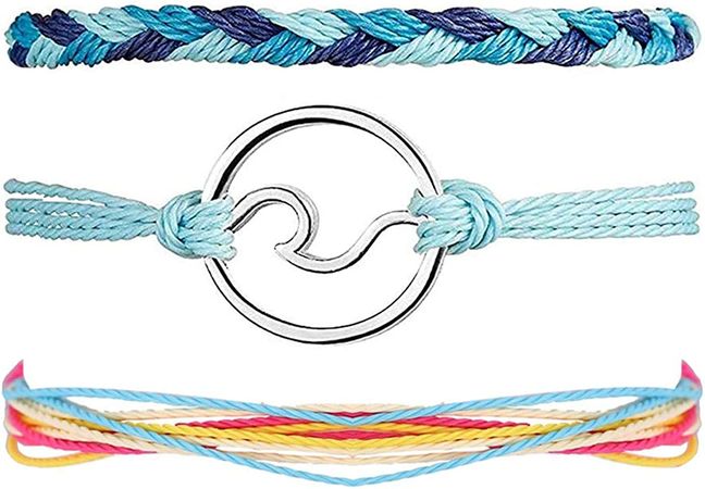 Amazon.com: 3Pcs VSCO String Wave Bracelet Women Boho Handmade Adjustable Waterproof Ocean Wave Braided Rope Strand Bracelet Set(Blue-silver): Clothing, Shoes & Jewelry