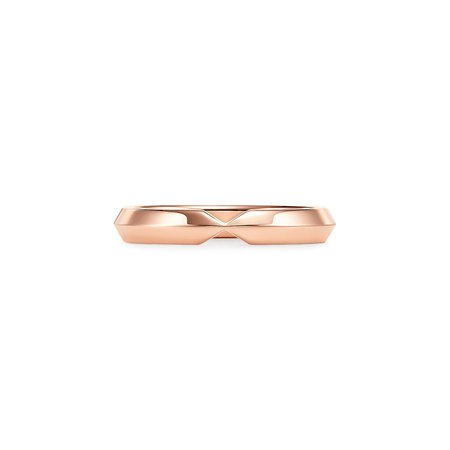 The Tiffany® Setting nesting narrow band ring in 18k rose gold, 3 mm wide. | Tiffany & Co.