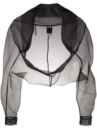 Pinko Sheer Cropped Jacket 1B20677980 Black | Farfetch