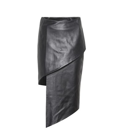 Asymmetric leather skirt