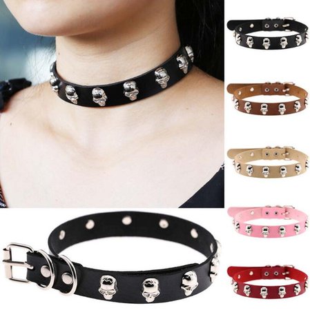 2019 Halloween Skull PU Leather Choker Necklace Skeleton Cosplay Collar Torques Sub Slave Necklace For Women Punk Statement Jewelry From Store2014, $1.71 | DHgate.Com