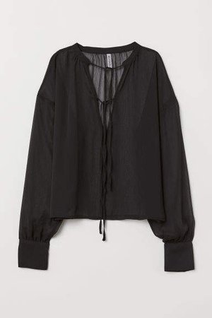 Blouse with Ties - Black