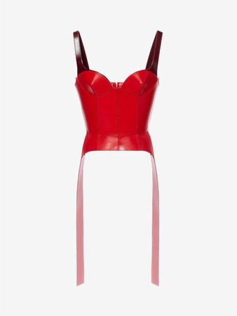 Red leather sleeveless top
