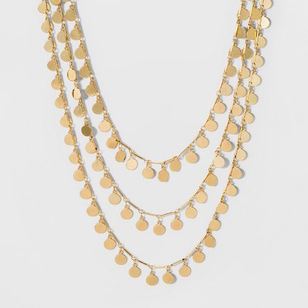 gold layered disc necklace