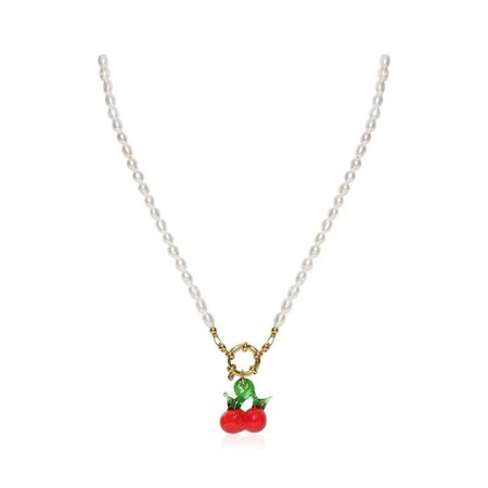 Cherry Pendant With Pearl Necklace – L’ÉTOILE | FASHION JEWELRY