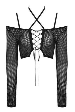 Kehlani Black Net Longsleeve Gothic Top by Dark in Love - Ladies Gothic Tops - The Gothic Shop