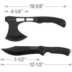 Amazon.com: WORKPRO Axe and Fixed Blade Knife Combo Set Full Tang Wood Handle for Outdoor Camping Survival Hunting, Nylon Sheath Included: Garden & Outdoor