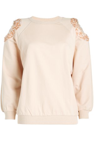 Cold-Shoulder Cotton Sweatshirt with Sequins Gr. S