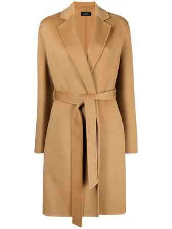 Shop brown Joseph tie-waist tailored coat with Express Delivery - Farfetch