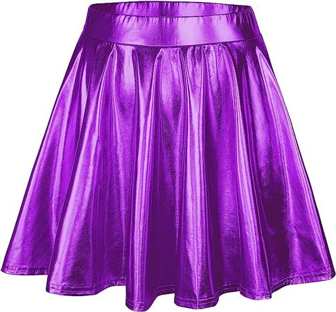 Amazon.com: Durio Metallic Skirt Shiny Flared Metallic Mini Skirt High Waist Purple Metallic Skirt Halloween Holographic Metallic Mini Skirt D Purple Medium : Clothing, Shoes & Jewelry
