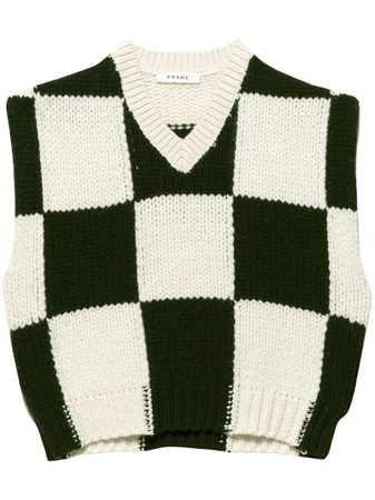 FRAME checkered cropped sweater vest