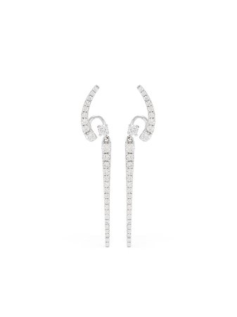 Stefere 18kt white gold diamond drop earrings - FARFETCH