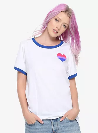 Bisexual Pride Flag Heart Girls Ringer T-Shirt