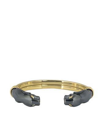 Shop Cartier pre-owned 18kt yellow gold hematite Panthère cuff bracelet with Express Delivery - Farfetch