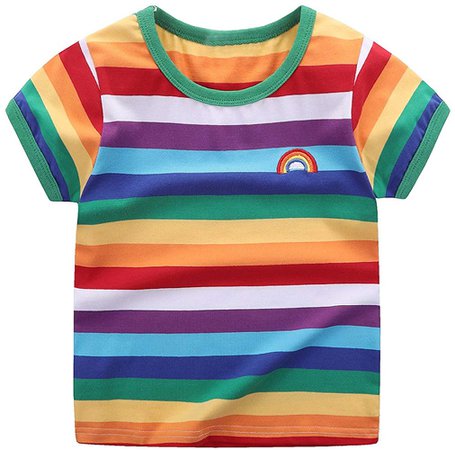 Amazon.com: Motecity Little Boys' T-shirt Rainbow Striped Size 7T Rainbow: Home & Kitchen