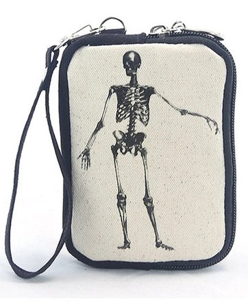 GoodGoth Bag of Bones Skeleton Canvas Wristlet