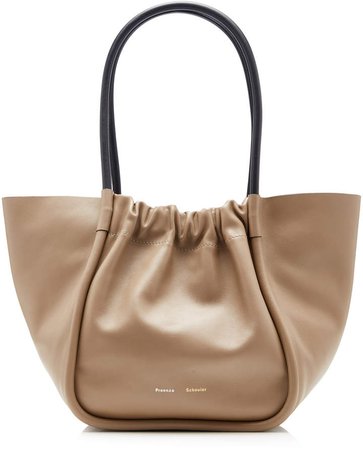 Large Ruched Leather Tote