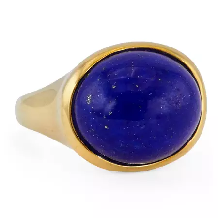 Vintage Tiffany and Co. Elsa Peretti Lapis Lazuli Cabochon Cut 18K Gold Ring For Sale at 1stDibs