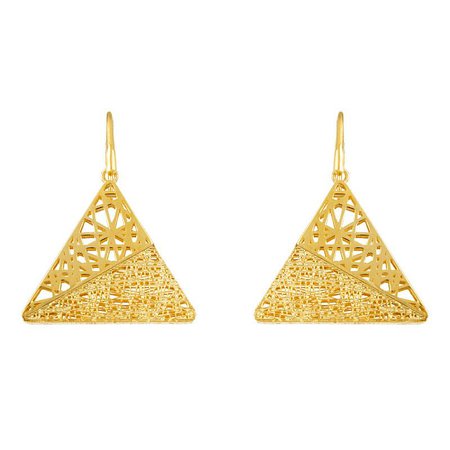 14 Karat Yellow Gold Triangular Shaped Wire Dangle/Drop Earrings - Mrs. Jones & Company