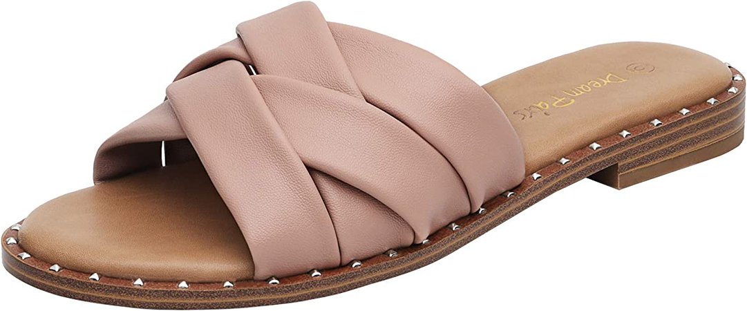 Amazon.com | DREAM PAIRS Women' s Cute Slip On Studded Flat Slides Sandals | Slides