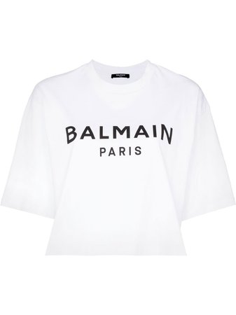 Balmain logo-print Cropped T-shirt - Farfetch