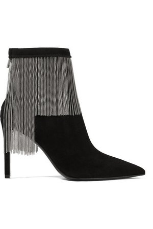 Balmain | Mercy chain-embellished suede ankle boots | NET-A-PORTER.COM