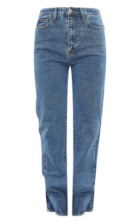 Vintage Wash Split Hem Jeans | Denim | PrettyLittleThing USA