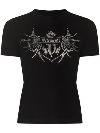 VETEMENTS crystal-logo crew-neck T-shirt - Farfetch