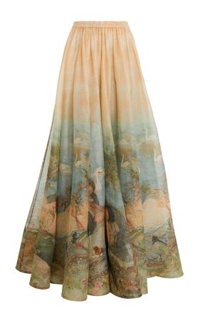 Luminosity Ruched Linen-Silk Maxi Skirt By Zimmermann | Moda Operandi