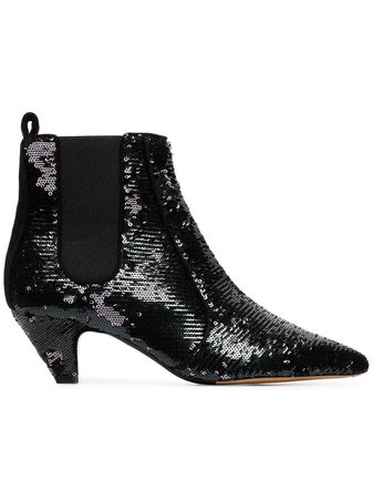 Tabitha Simmons Effie 50 Sequin Ankle Boots - Black | ModeSens