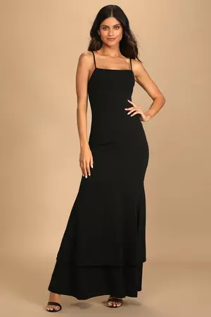 Black Maxi Dress - Black Maxi Dress - Tiered Trumpet Dress - Lulus