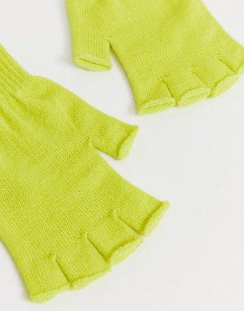 ASOS DESIGN fingerless gloves in neon green | ASOS