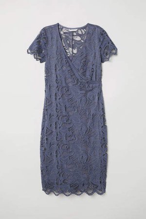 MAMA Lace Nursing Dress - Blue