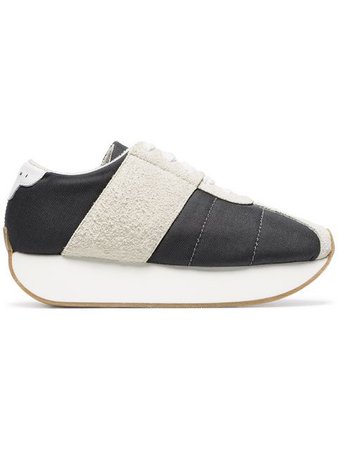 Marni grey and white 40 suede panel flatform sneakers