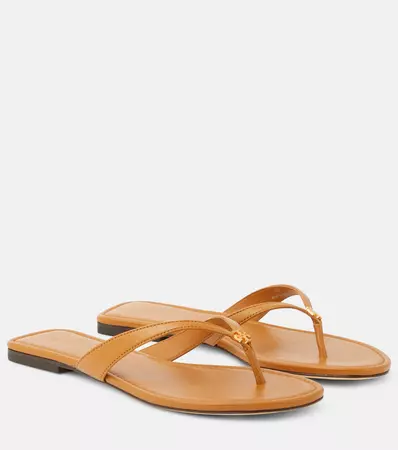 Classic Leather Thong Sandals in Brown - Tory Burch | Mytheresa