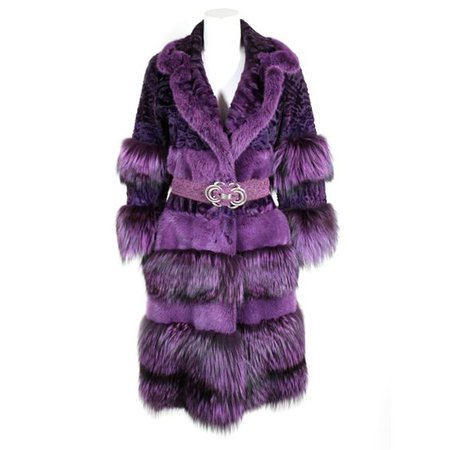1stdibs - Bill Blass Purple Fox Fur & Curly Lamb Coat with Belt explore items from 1,700 global dealers at 1stdibs.com