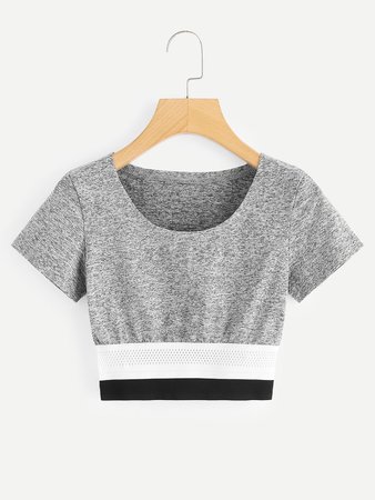 Colorblock Round Neck Tee For Women-romwe