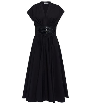 Alaïa - Belted cotton poplin midi dress | Mytheresa