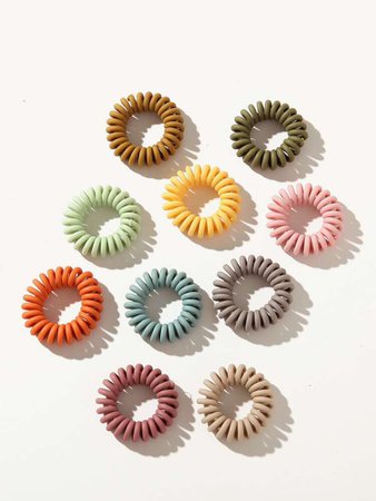 10pcs Colorful Telephone Wire Hair Tie | SHEIN USA