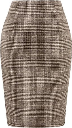 Amazon.com: Midi Skirt with Slit Fall Fashion 2023 High Waisted Pencil Bodycon Tweed Grid Wool Plaid Skirts Winter Clothes, Grid Coffee, L : Clothing, Shoes & Jewelry