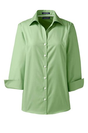 Women's 3/4 Sleeve No Iron Broadcloth Shirt from Lands' End