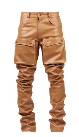 soon enough leather stacked trousers