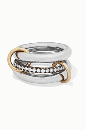 Gold Libra set of three 18-karat blackened and yellow gold diamond rings | Spinelli Kilcollin | NET-A-PORTER