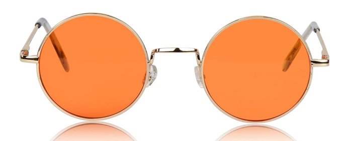 orange round glasses 70s style