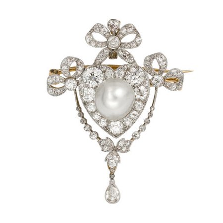 An Edwardian pearl and diamond brooch/pendant - Antique & Period Jewellery, Brooches, Pendants & Lockets at Bentley & Skinner jewellery shop in London.