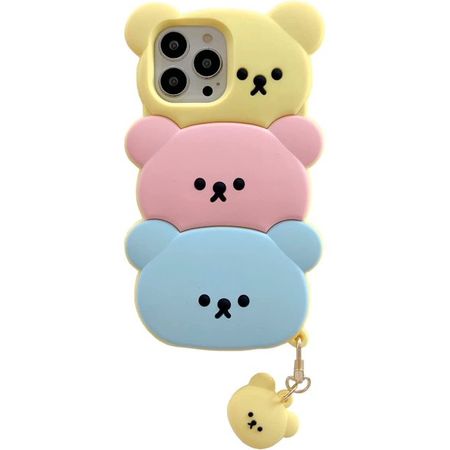 Kawaii Phone Cases Apply to iPhone 14 Pro Max,Cute Cartoon Bear Phone Case with Keychain Candy Bear Phone Case 3D iPhone 14 Pro Max Case Soft Silicone Shockproof Cover for Women Girls - Walmart.com
